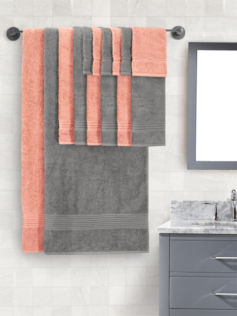 

Swiss Republic Pack of 14 Peach & Grey 630 GSM Bath Towel Set
