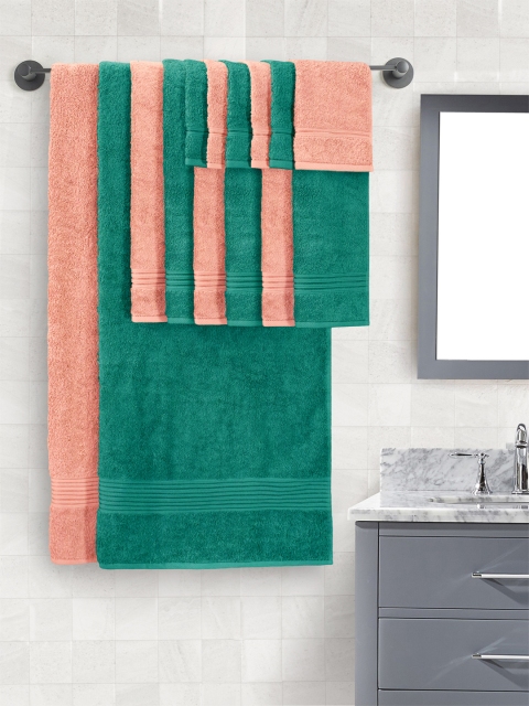 

Swiss Republic Pack of 14 Peach & Green 630 GSM Bath Towel Set