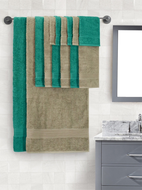 

Swiss Republic Pack of 14 Beige & Green 630 GSM Towel Set