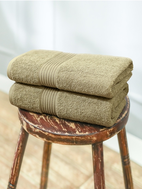 

Swiss Republic Beige Set of 2 Cotton 630 GSM Bath Towels, Green