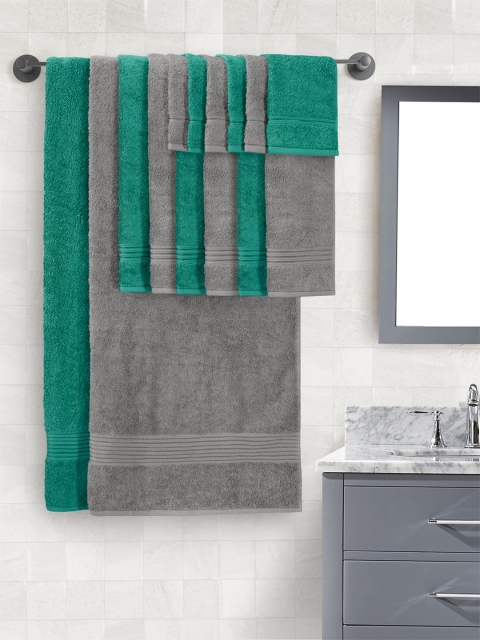 

Swiss Republic Pack of 14 Grey & Green 630 GSM Towel Set