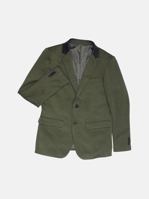 

INVICTUS Men Olive Green Solid Formal Blazer
