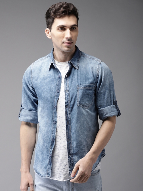 

HERE&NOW Men Blue Regular Fit Faded Casual Shirt