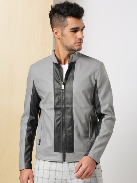 

INVICTUS Men Grey & Black Colourblocked Tailored Jacket