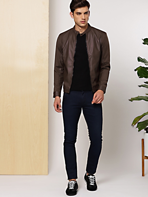 

INVICTUS Men Brown Solid Biker Jacket