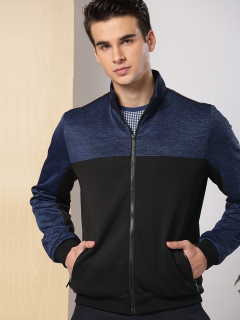 

INVICTUS Men Black & Navy Colourblocked Sporty Jacket