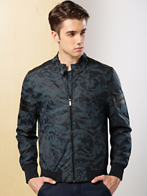 

INVICTUS Men Teal Camo Bomber Jacket