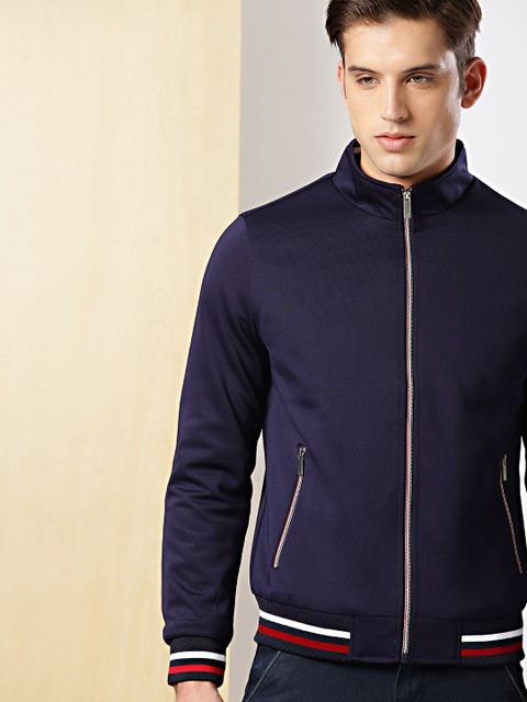 

INVICTUS Men Navy Solid Bomber, Navy blue