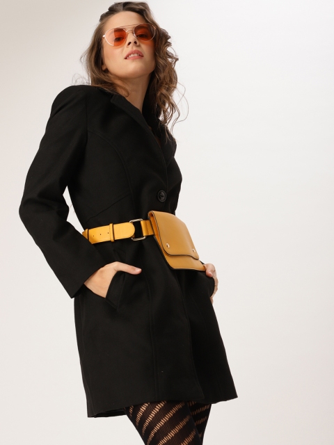 

DressBerry Women Black Solid Longline Overcoat