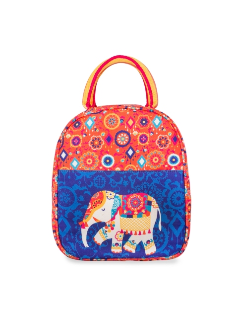

Chumbak Orange & Blue Printed Handheld Bag