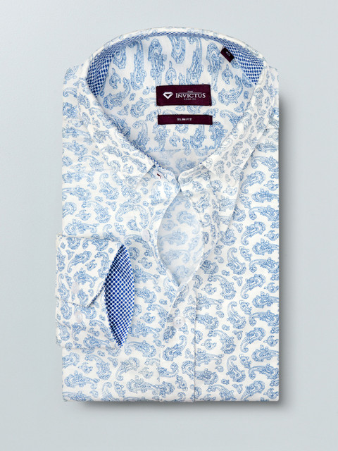 

INVICTUS Men Blue & White Slim Fit Printed Semiformal Shirt