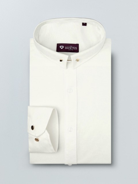 

INVICTUS Men White Slim Fit Knitted Stretchable Shirt