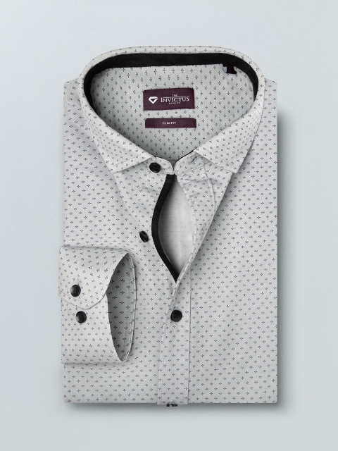 

INVICTUS Men Grey Slim Fit Self-Design Knitted Casual Shirt