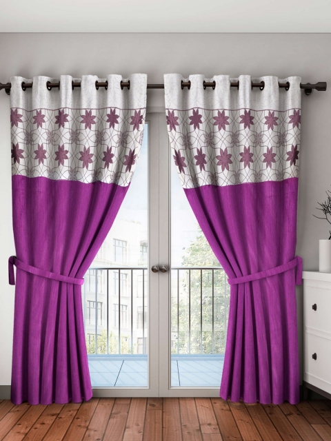 

BIANCA Purple Printed Set of 2 Door Curtains