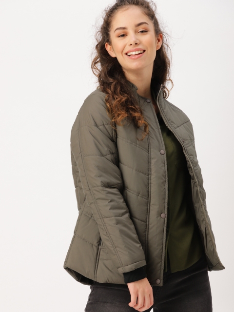 

DressBerry Women Grey Solid Padded Jacket