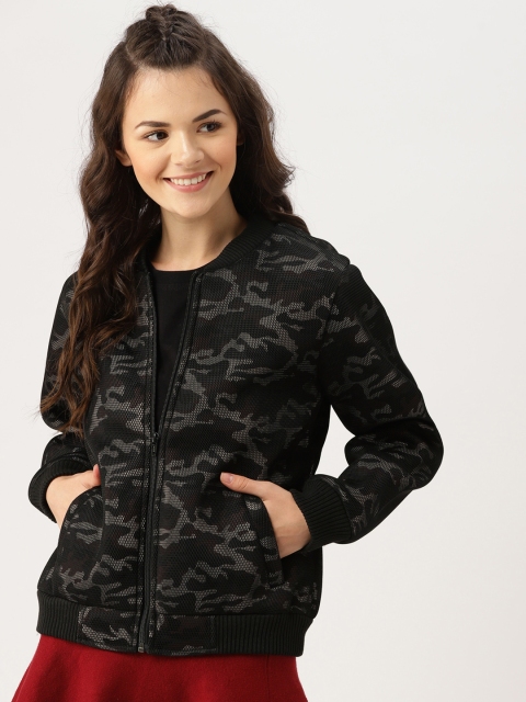 

DressBerry Women Black Printed Bomber Jacket