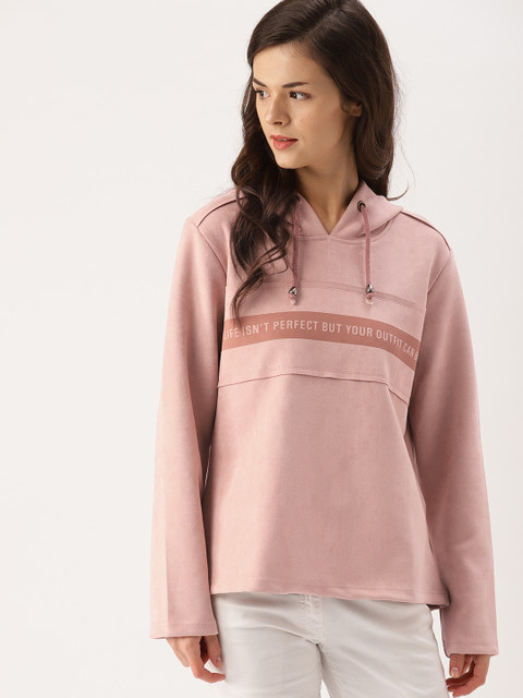 

DressBerry Women Pink Printed Hooded Sweatshirt