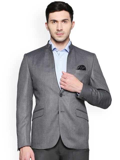 

V Dot Men Grey Single Breasted Slim Fit Blazer