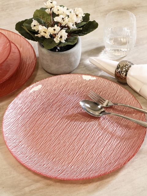 

Pure Home and Living Pink Textured Glass Plate