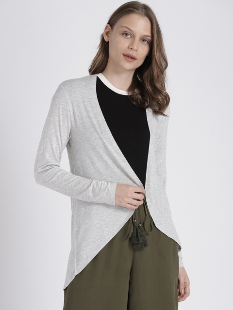 

Splash Grey Melange Solid Open Front High-Low Shrug