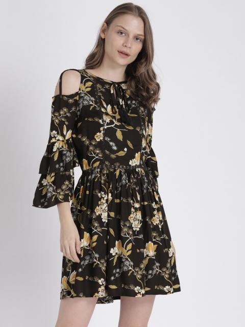 

Splash Women Olive Green Printed A-Line Dress