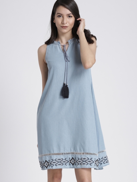 

Splash Women Blue Solid A-Line Dress