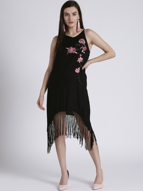 

Splash Women Black Fringed A-Line Dress