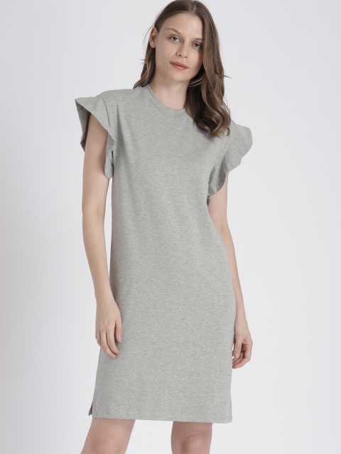 

Splash Women Grey Melange Solid T-shirt Dress