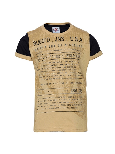 

Punkster Boys Beige Printed Round Neck T-shirt