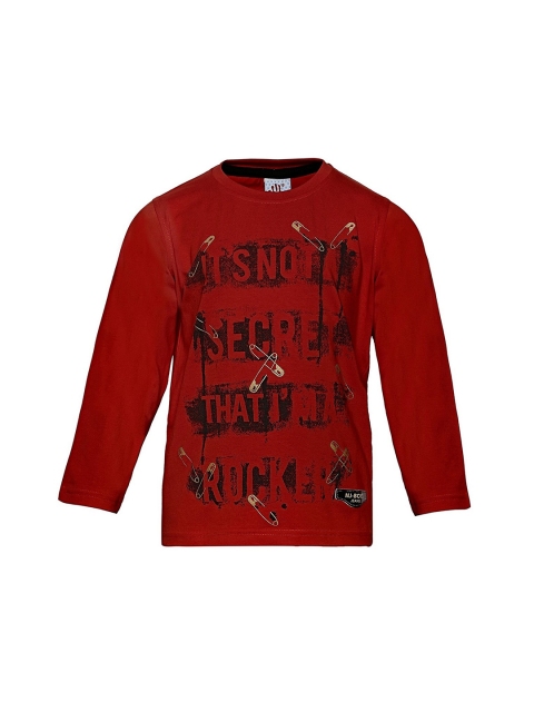 

Punkster Boys Red Printed Round Neck T-shirt