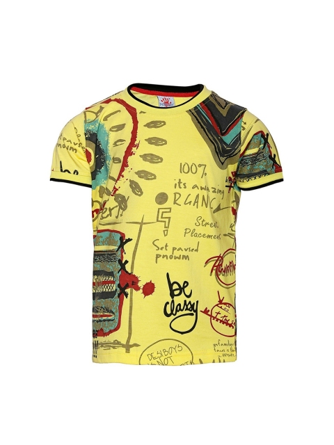 

Punkster Boys Yellow Printed Round Neck T-shirt