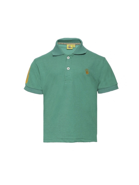 

Punkster Boys Teal Solid Polo Collar T-shirt