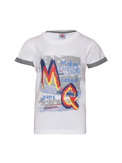 

Punkster Boys White Printed Round Neck T-shirt