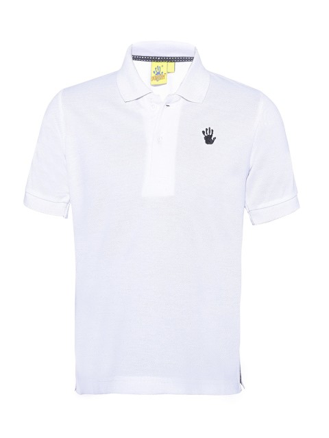 

Punkster Boys White Solid Polo Collar T-shirt