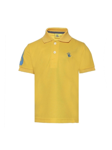 

Punkster Boys Yellow Solid Polo Collar T-shirt