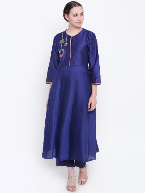 

Shakumbhari Women Blue Embroidered A-Line Kurta