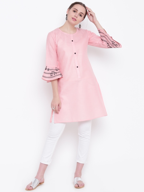 

Shakumbhari Women Pink Quirky Embroidered Detail A-Line Kurta