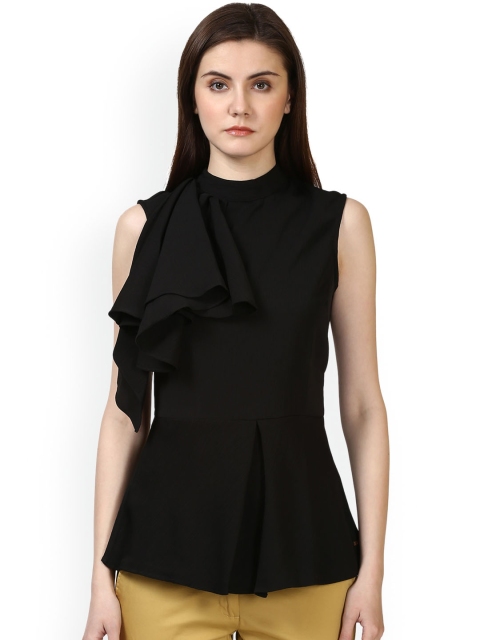 

Park Avenue Women Black Solid Peplum Top