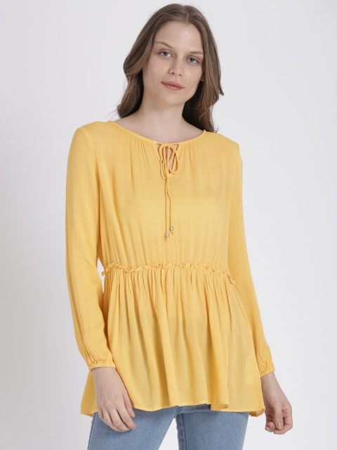

Splash Women Yellow Solid Longline Top