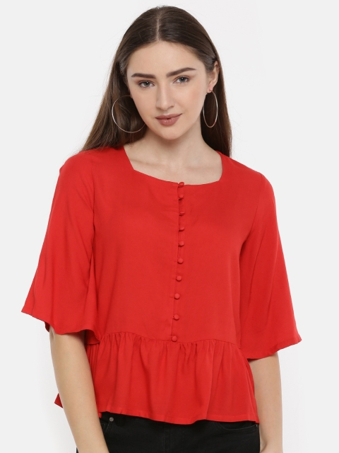 

Splash Women Red Solid Peplum Top