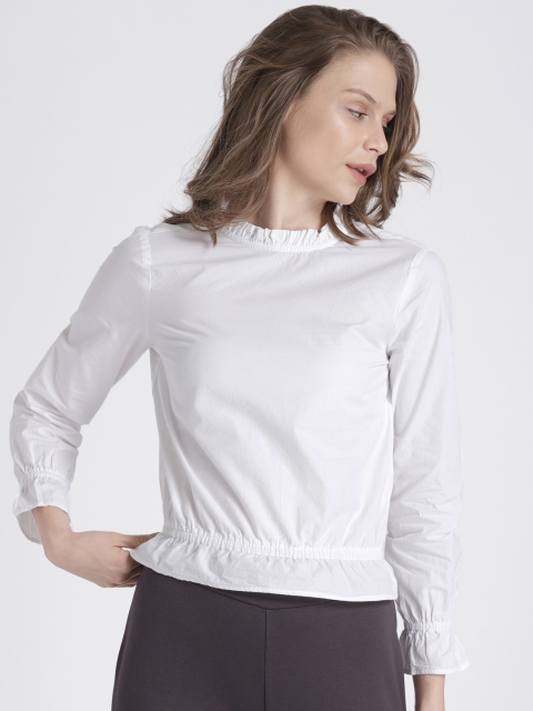 

Splash Women White Solid Cinched Waist Top