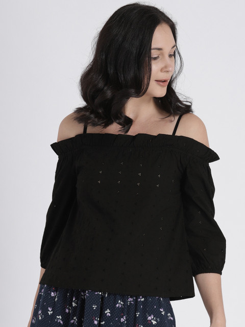 

Splash Women Black Self Design Top