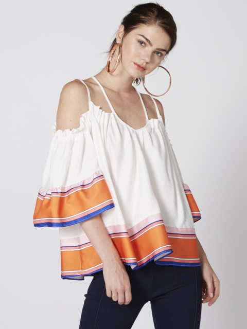 

Splash Women White Solid Bardot Top
