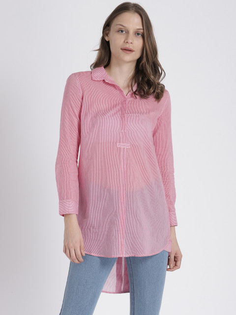 

Splash Women Pink Striped Shirt Style Top