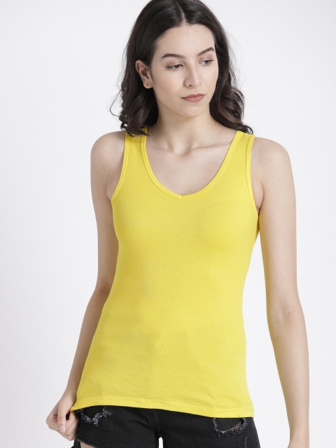 

Splash Women Yellow Solid Tank Top