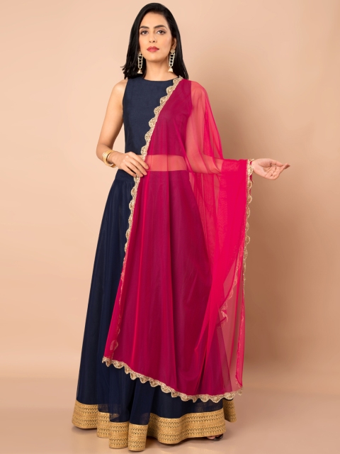 

INDYA Pink Solid Dupatta