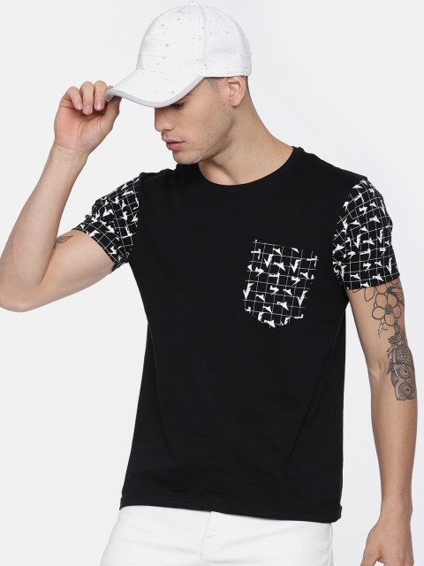 

HERE&NOW Men Black Solid Round Neck T-shirt