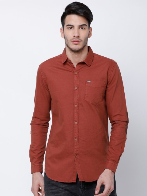 

LOCOMOTIVE Men Rust Slim Fit Solid Casual Shirt