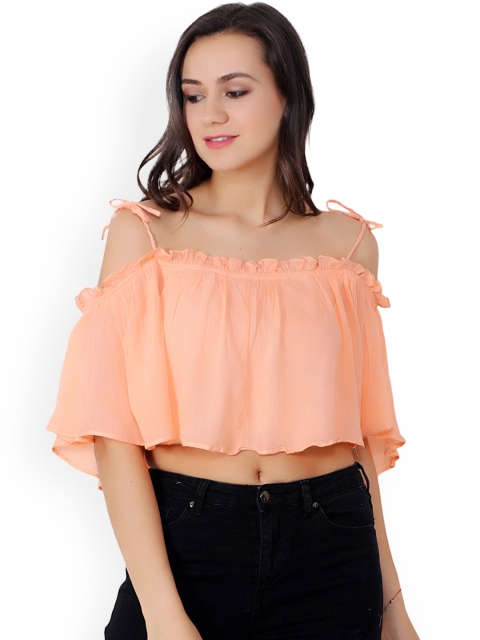 

Cation Women Peach-Coloured Solid Top