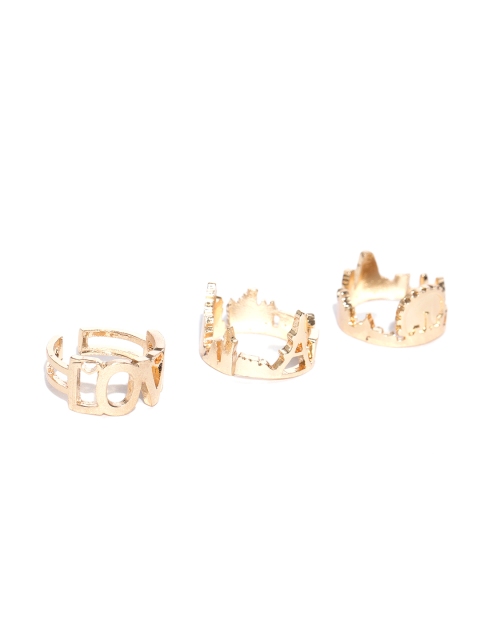 

OOMPH Set of 3 Gold-Toned Rings